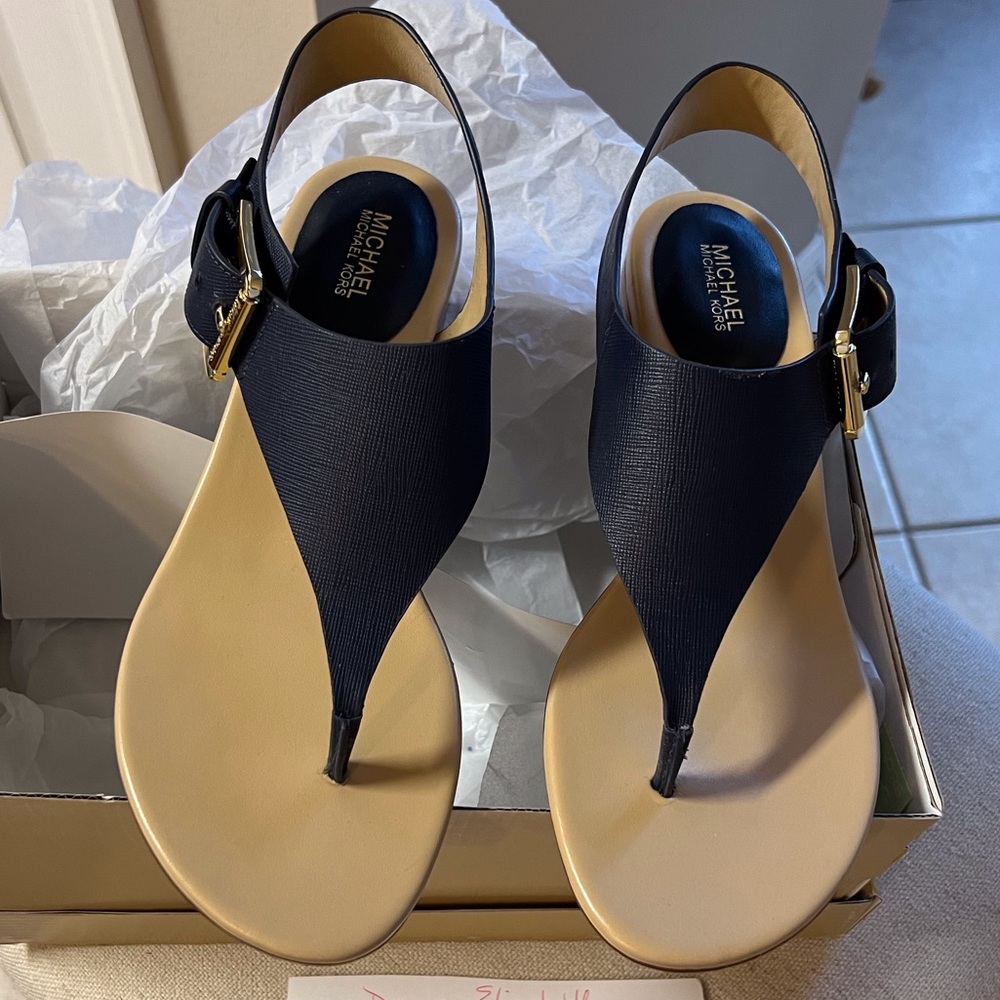 Navy (Admiral) Michael Kors London Thong Sandals